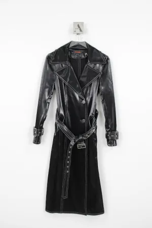 SHINY BLACK TRENCH COAT