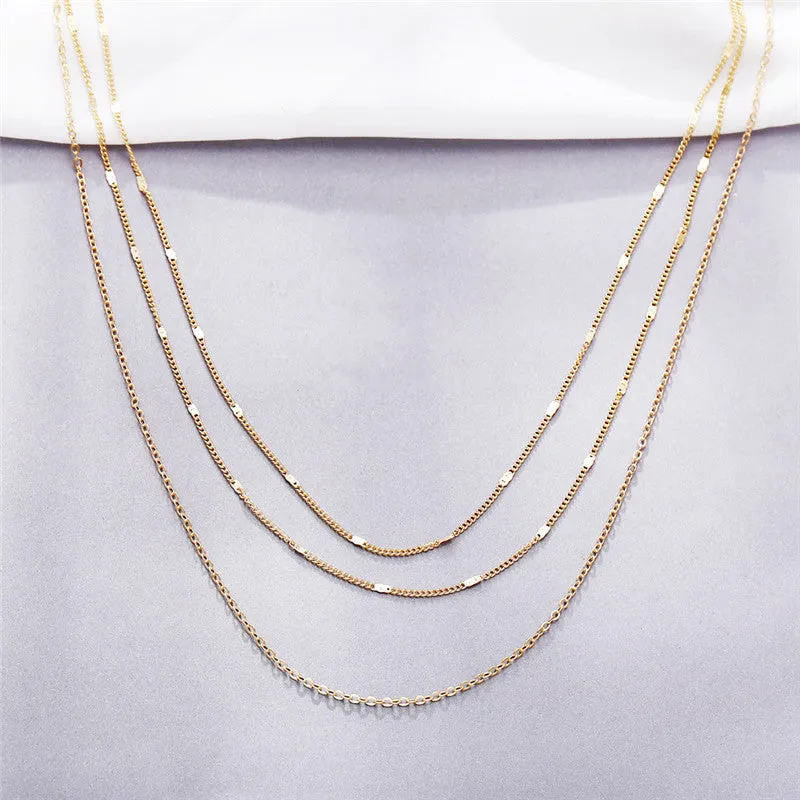 Simple multi-layer three-layer necklace