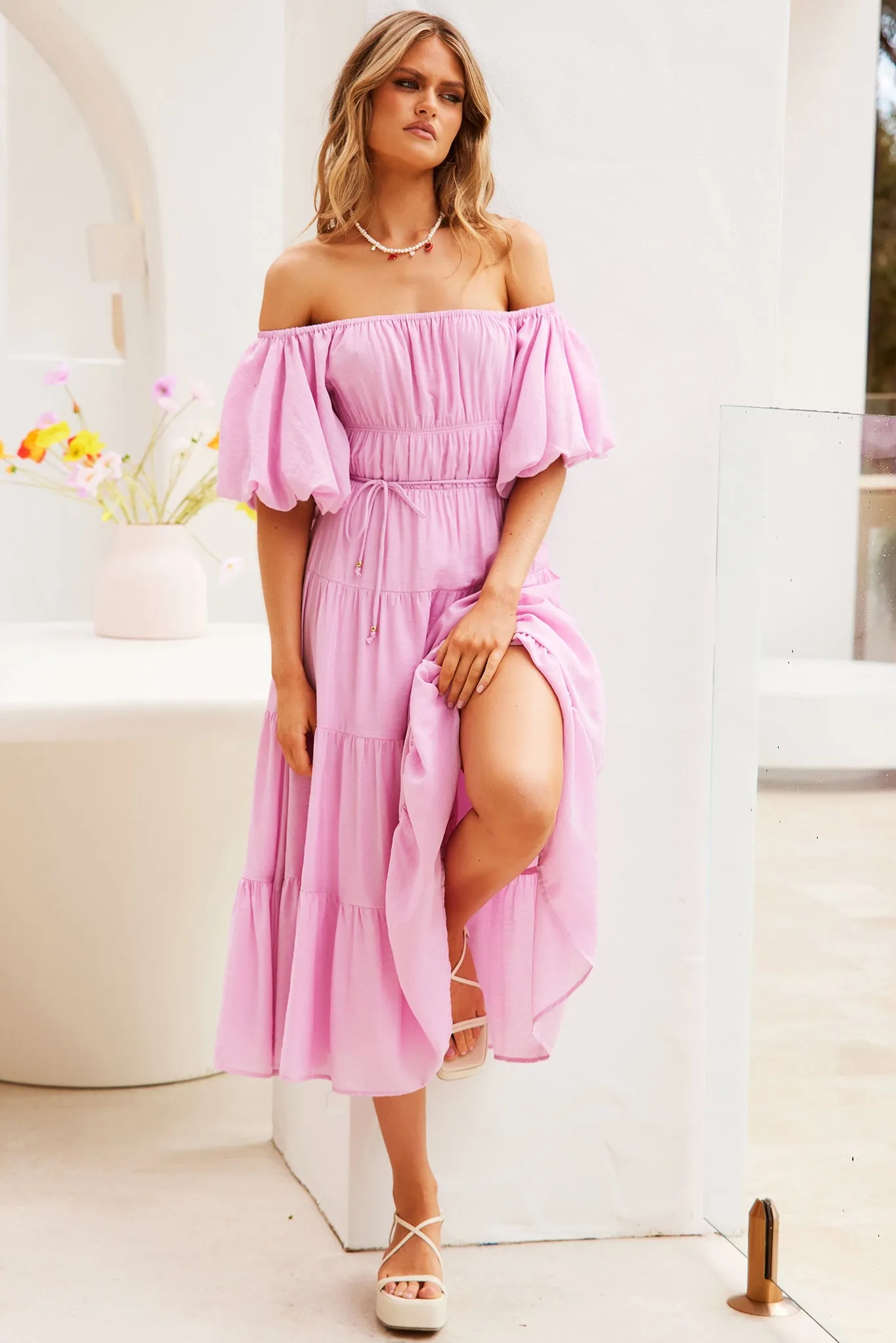 Spanish Steps Midi Dress - Pink