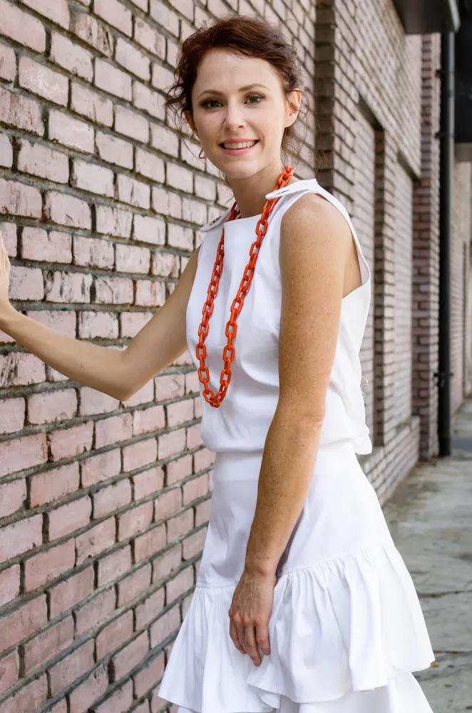 Spring Summer Women's Stretchy Cotton Redford Asymmetrical Ruffle Skirt