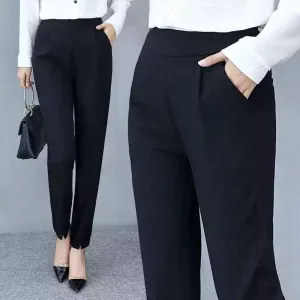 Summer OL Trendy Elegant Casual Women Long Pants Thin High Waist Pants