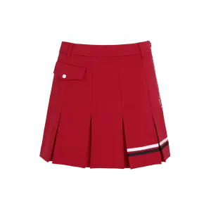 SVG Golf  Women's Red Striped Printed Pleated Skort