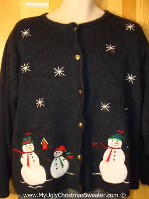 Tacky Christmas Sweater Party Ugly Sweater with Carrot Noses Snowmen in a Winter Wonderland (f851)