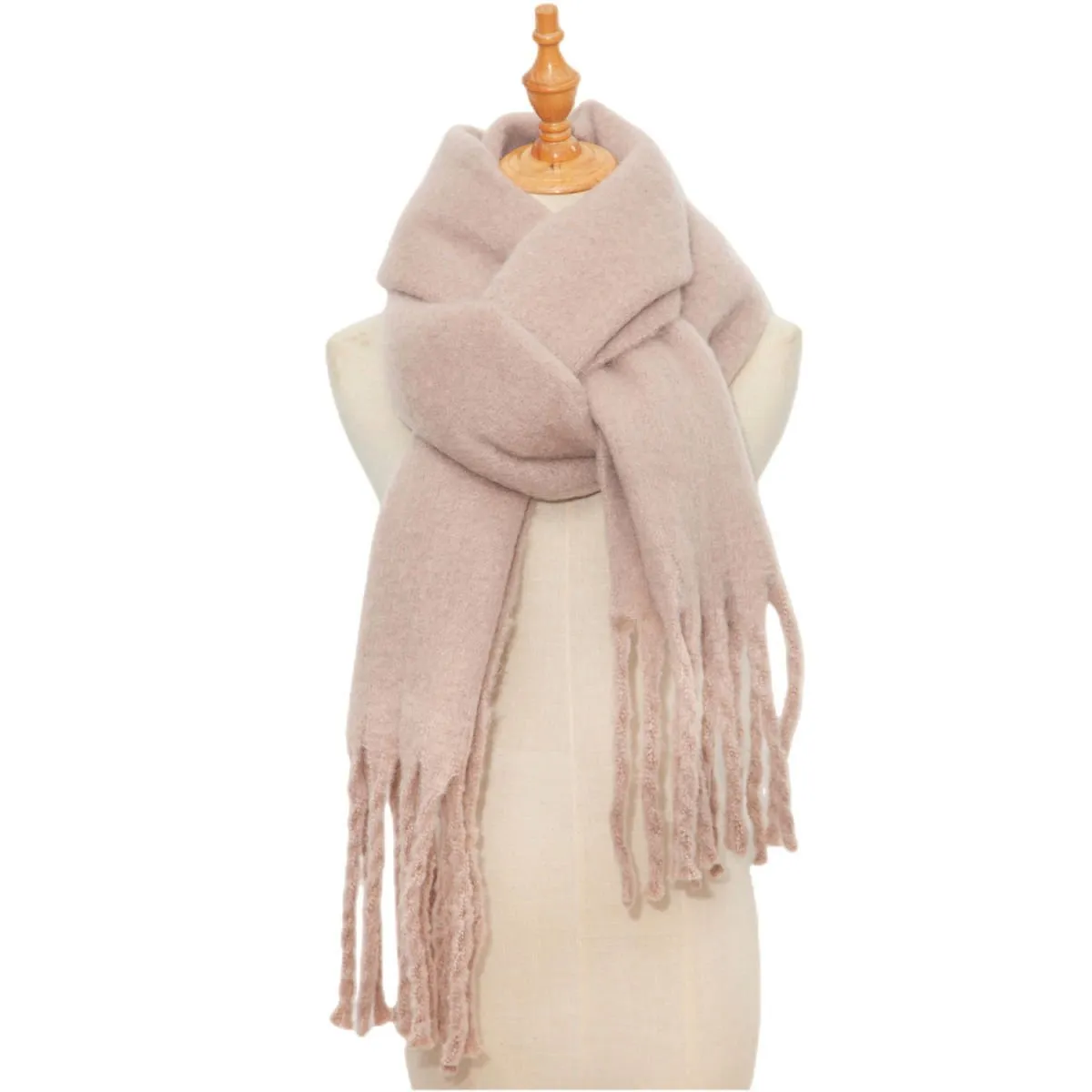 Thick Women's Scarf in Mohair Twist Braid, Stylish Plush Winter Accessory for Warmth and Elegance