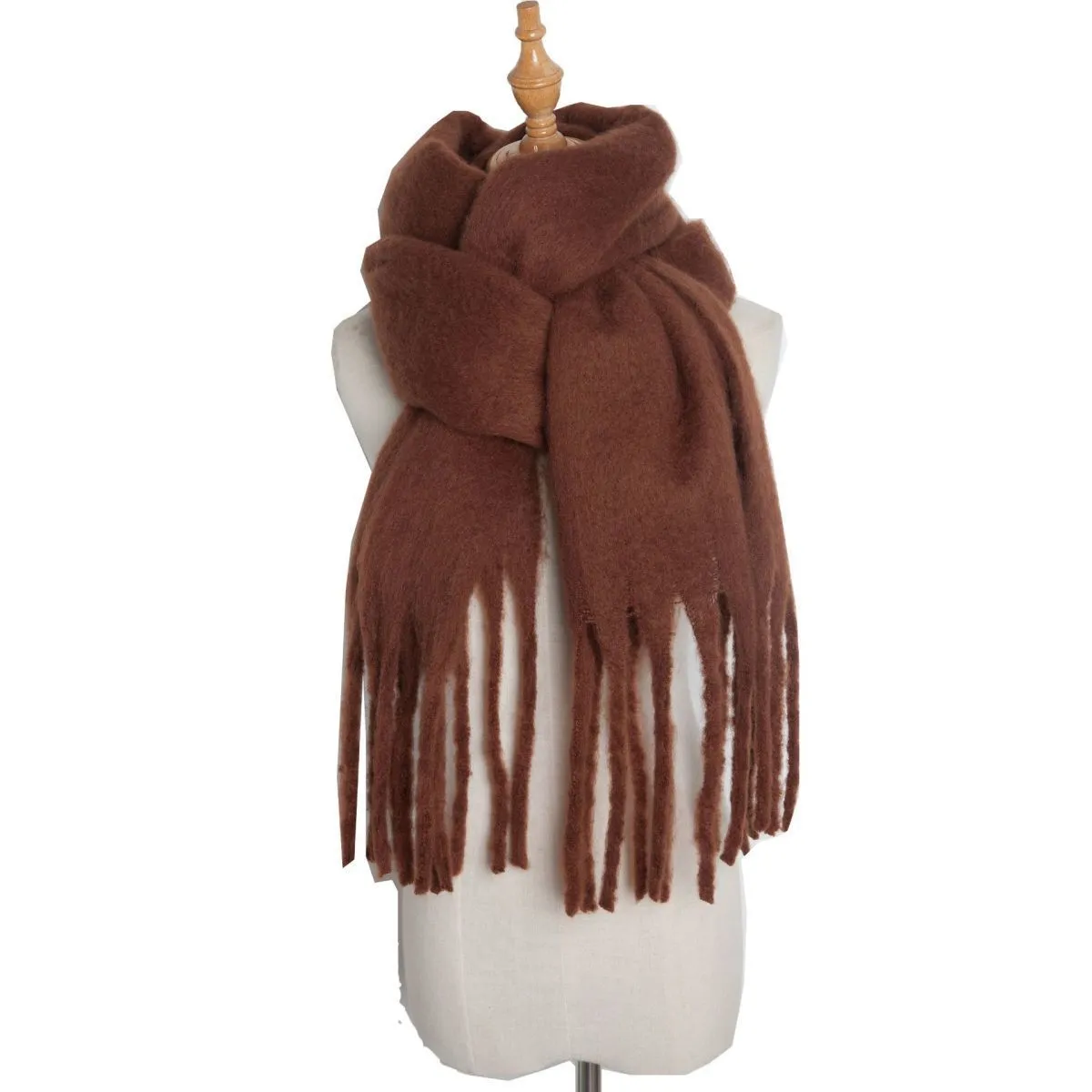 Thick Women's Scarf in Mohair Twist Braid, Stylish Plush Winter Accessory for Warmth and Elegance