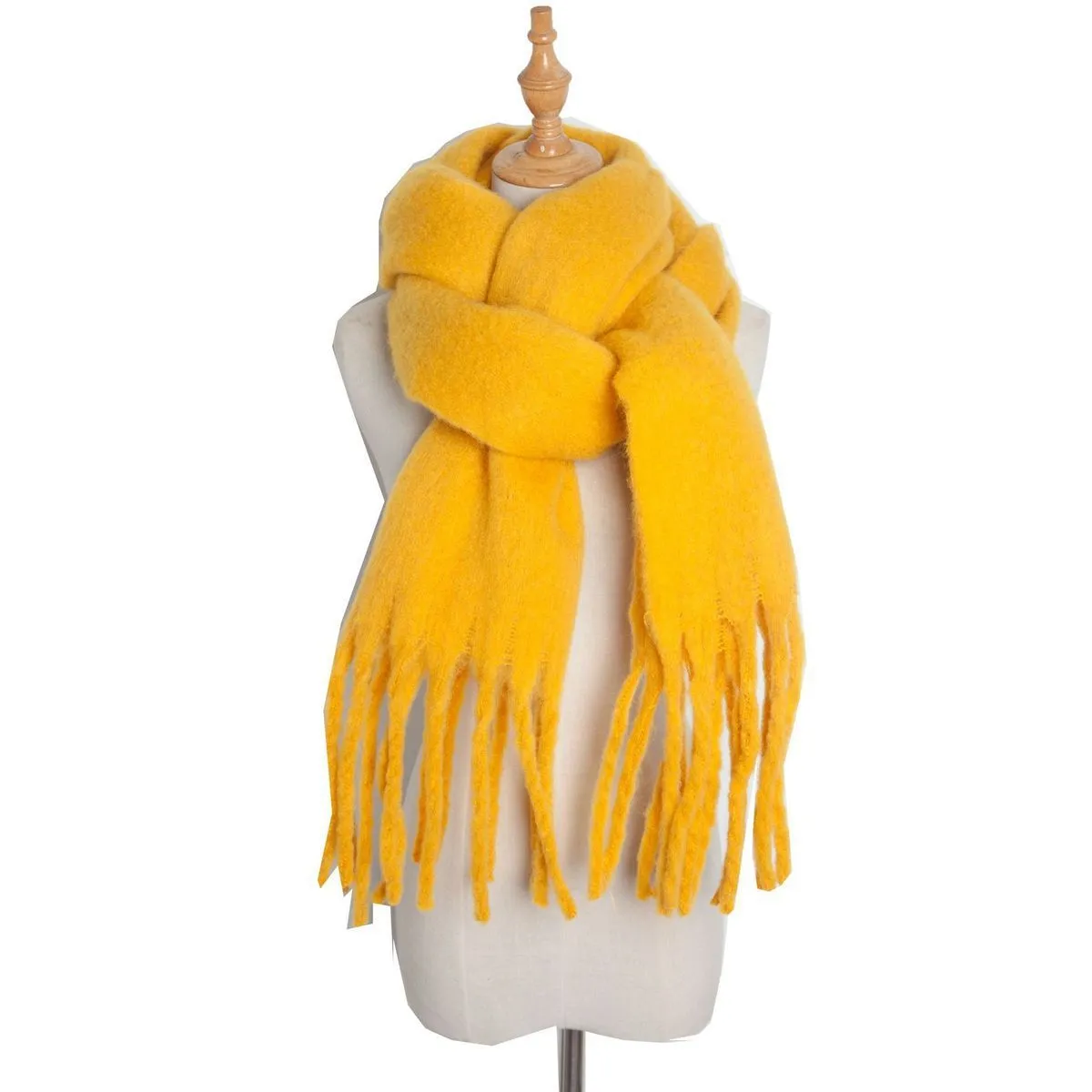 Thick Women's Scarf in Mohair Twist Braid, Stylish Plush Winter Accessory for Warmth and Elegance