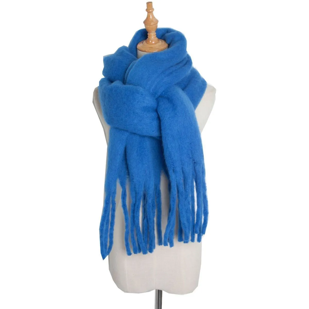 Thick Women's Scarf in Mohair Twist Braid, Stylish Plush Winter Accessory for Warmth and Elegance