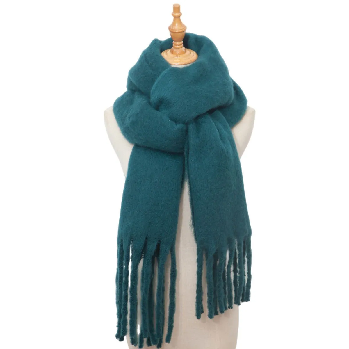 Thick Women's Scarf in Mohair Twist Braid, Stylish Plush Winter Accessory for Warmth and Elegance