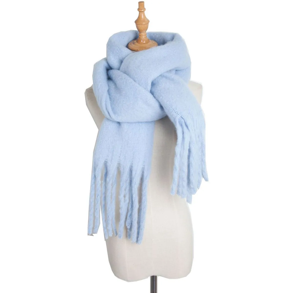 Thick Women's Scarf in Mohair Twist Braid, Stylish Plush Winter Accessory for Warmth and Elegance