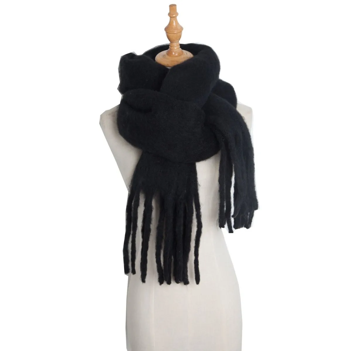 Thick Women's Scarf in Mohair Twist Braid, Stylish Plush Winter Accessory for Warmth and Elegance