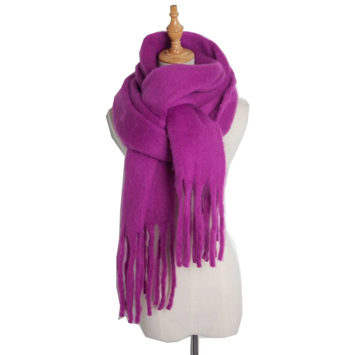 Thick Women's Scarf in Mohair Twist Braid, Stylish Plush Winter Accessory for Warmth and Elegance