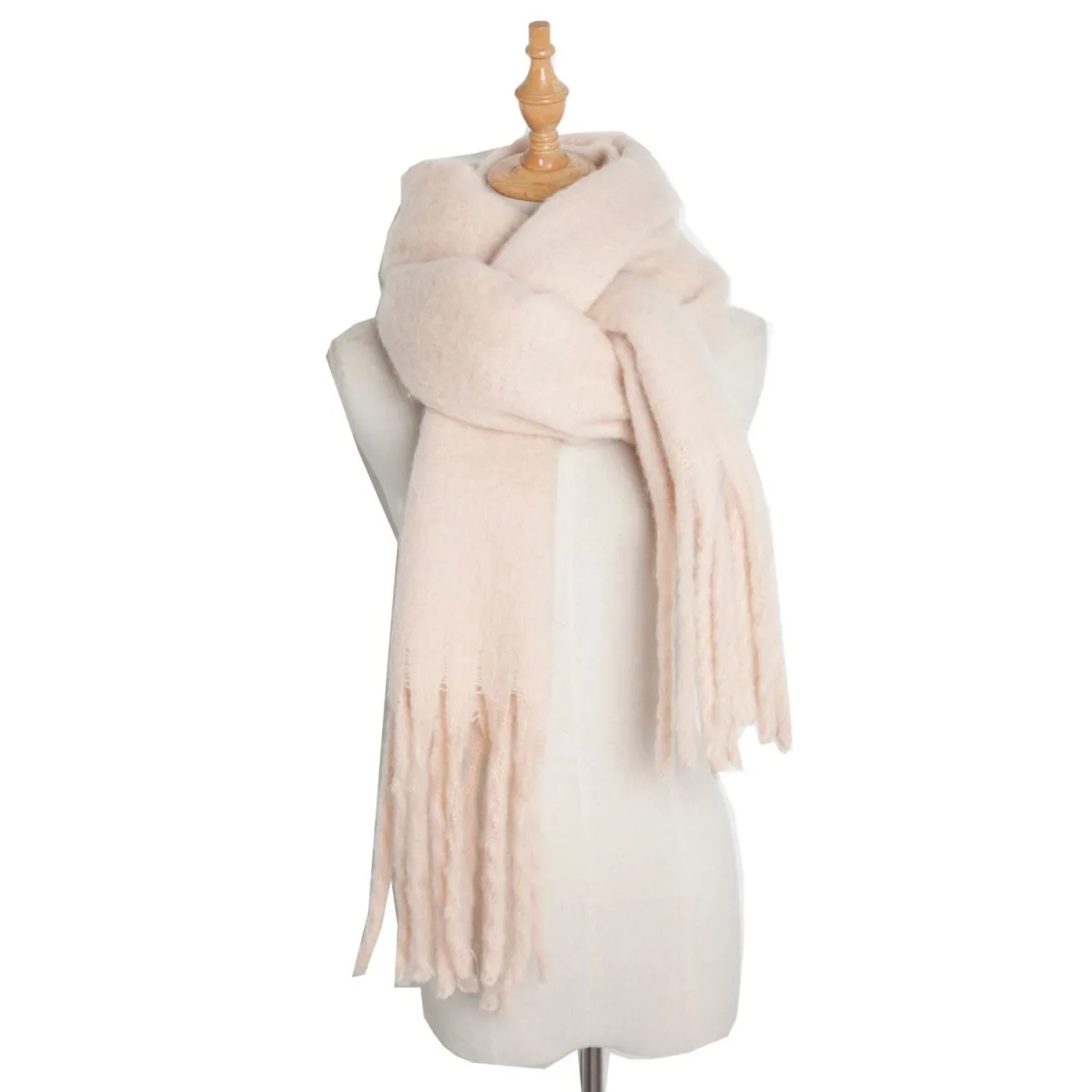 Thick Women's Scarf in Mohair Twist Braid, Stylish Plush Winter Accessory for Warmth and Elegance