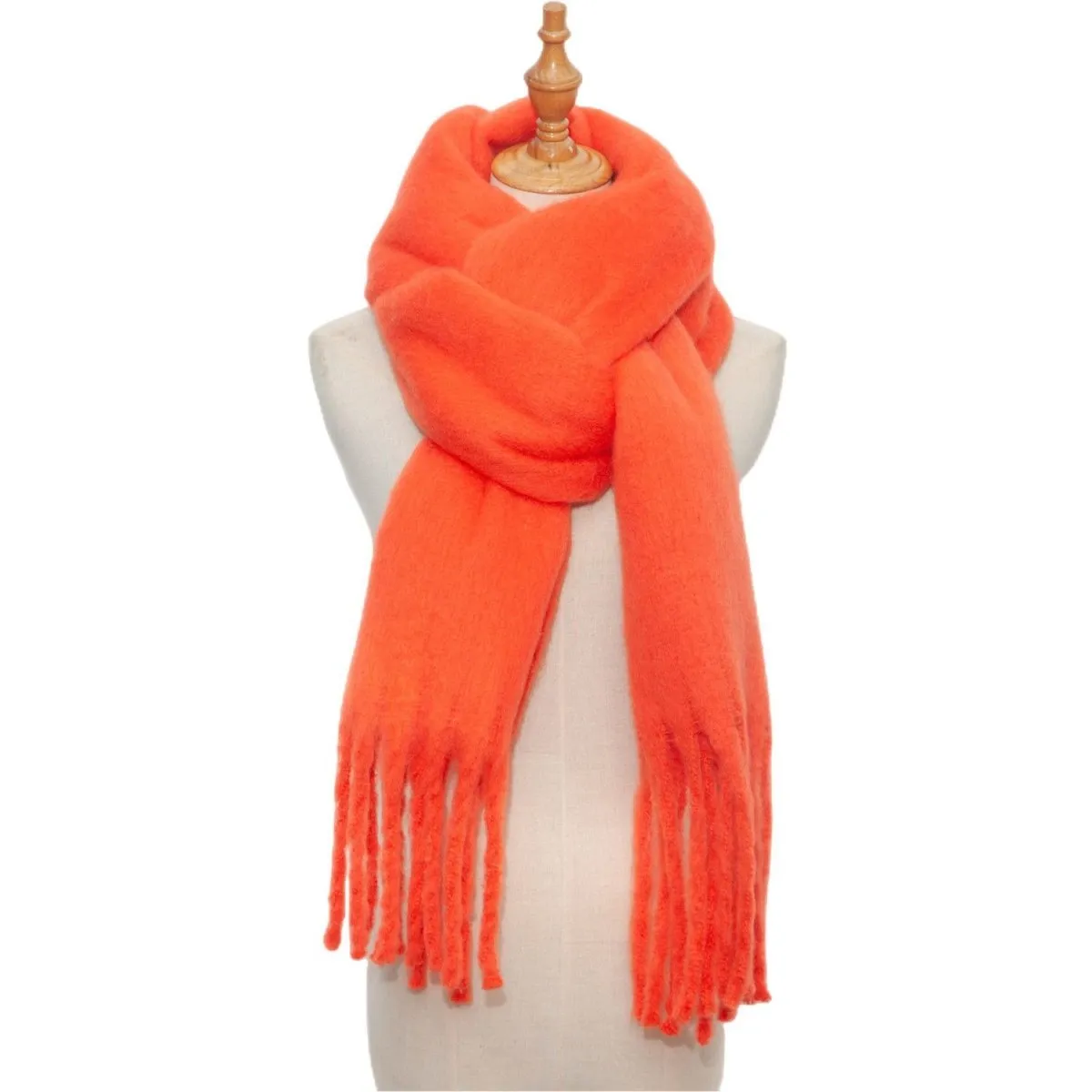 Thick Women's Scarf in Mohair Twist Braid, Stylish Plush Winter Accessory for Warmth and Elegance