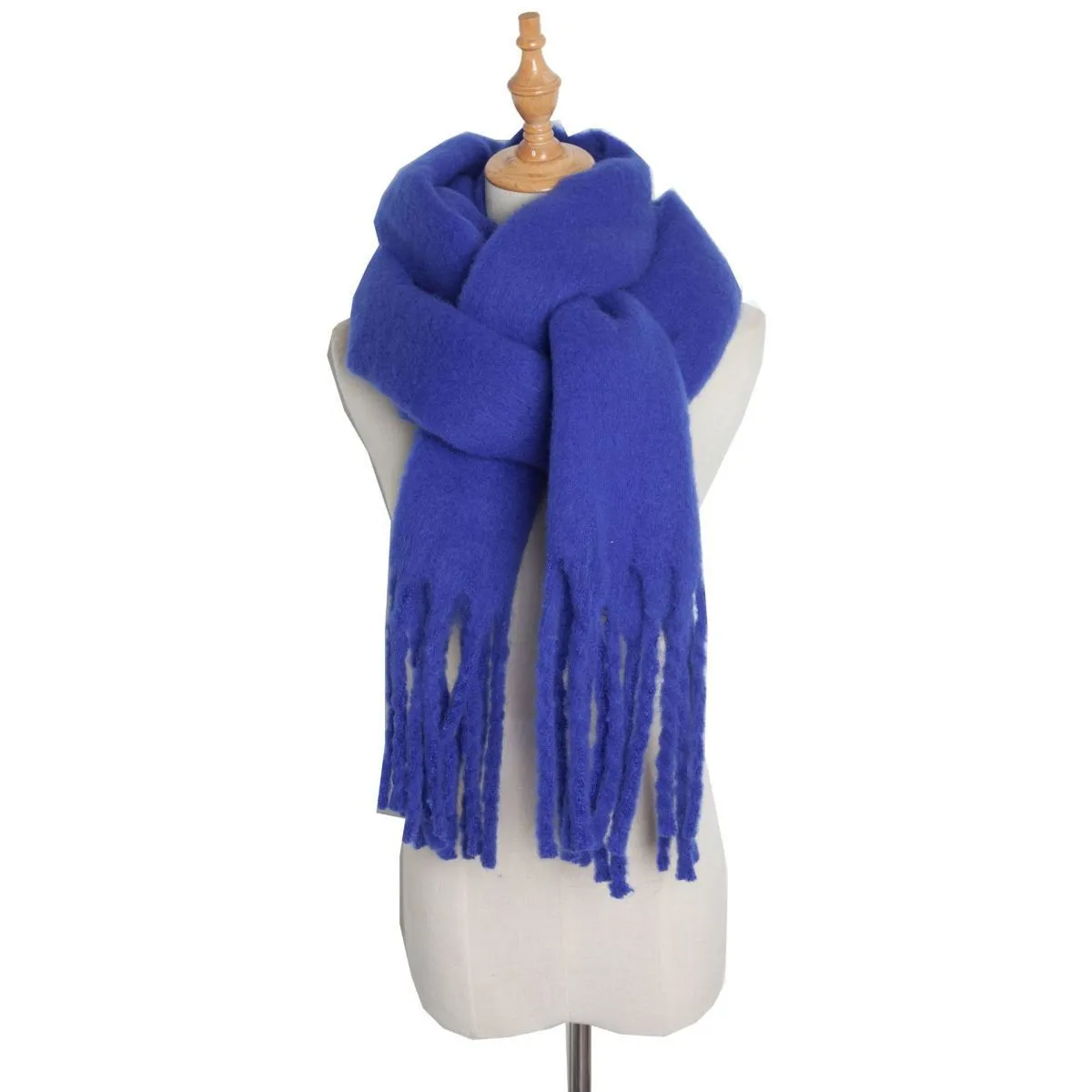 Thick Women's Scarf in Mohair Twist Braid, Stylish Plush Winter Accessory for Warmth and Elegance