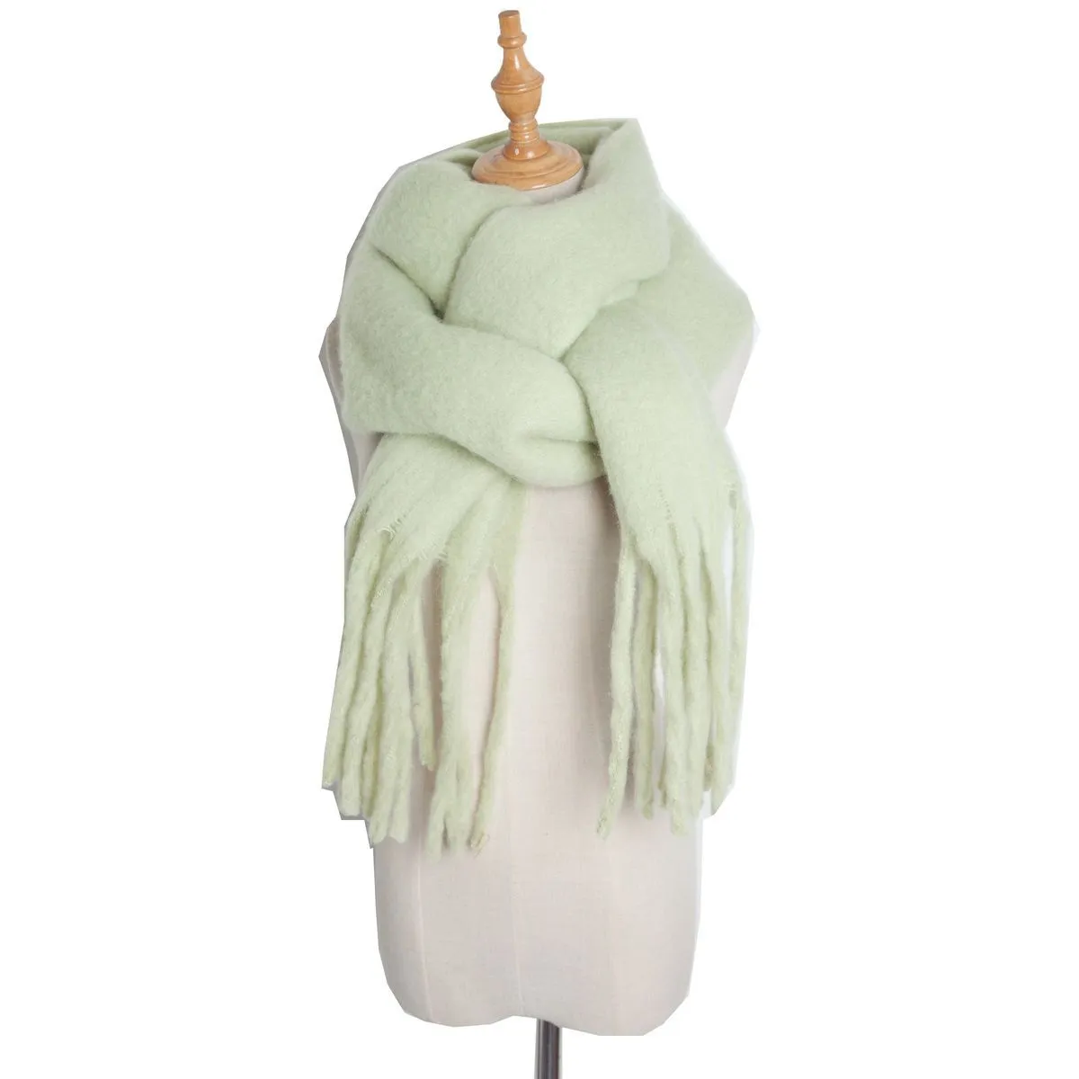 Thick Women's Scarf in Mohair Twist Braid, Stylish Plush Winter Accessory for Warmth and Elegance