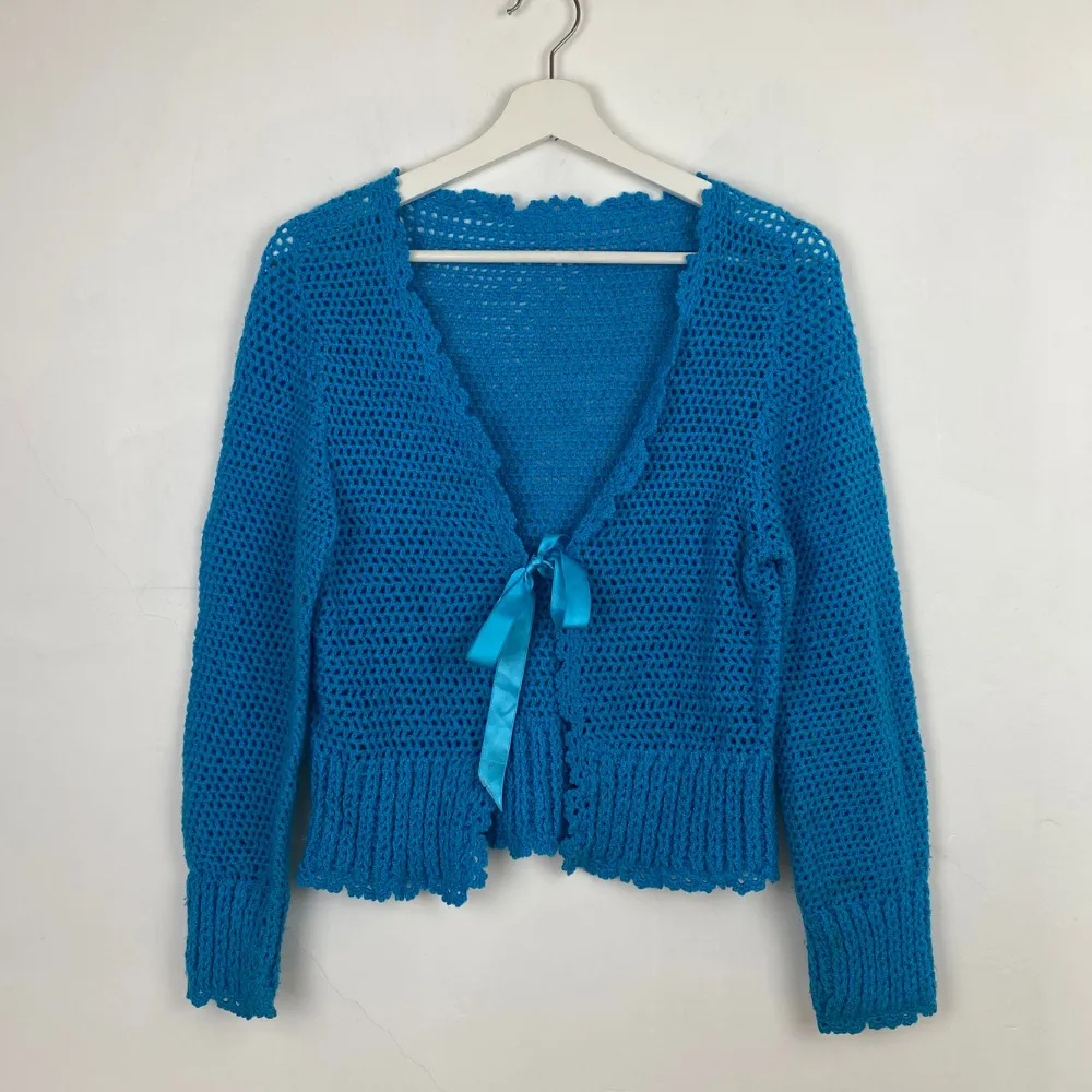 Turquoise Crochet Cardigan - XS