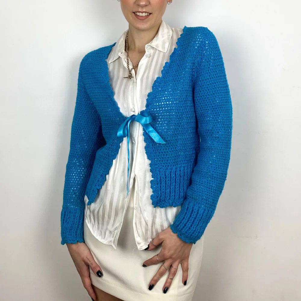 Turquoise Crochet Cardigan - XS