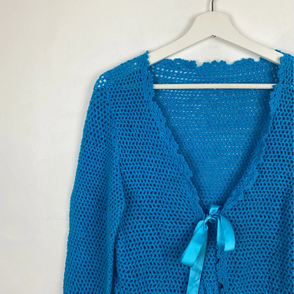 Turquoise Crochet Cardigan - XS