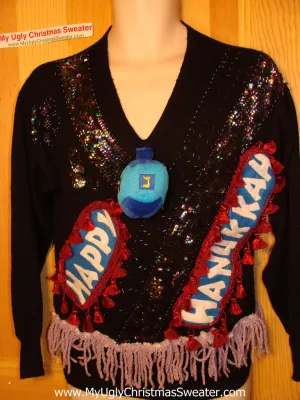Ugly Christmas Sweater Party Hanukkah Sweater Vintage 80s (j166)