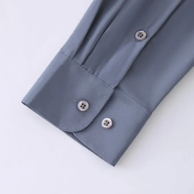 Uniform Unicorn Men's Formal Slate Gray Shirt - Slim Fit Long Sleeve with Pocket | Office Wear | Formal Wear | Daily Wear (Shirt_Slate Gray)