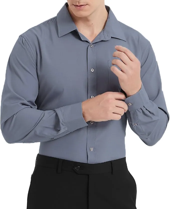 Uniform Unicorn Men's Formal Slate Gray Shirt - Slim Fit Long Sleeve with Pocket | Office Wear | Formal Wear | Daily Wear (Shirt_Slate Gray)