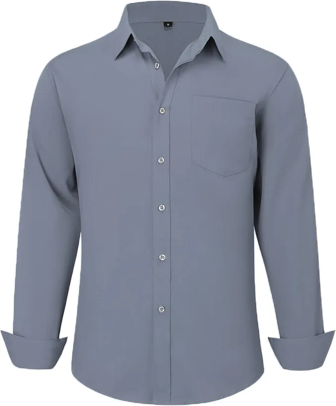 Uniform Unicorn Men's Formal Slate Gray Shirt - Slim Fit Long Sleeve with Pocket | Office Wear | Formal Wear | Daily Wear (Shirt_Slate Gray)