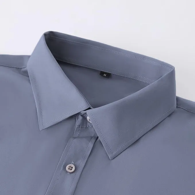 Uniform Unicorn Men's Formal Slate Gray Shirt - Slim Fit Long Sleeve with Pocket | Office Wear | Formal Wear | Daily Wear (Shirt_Slate Gray)