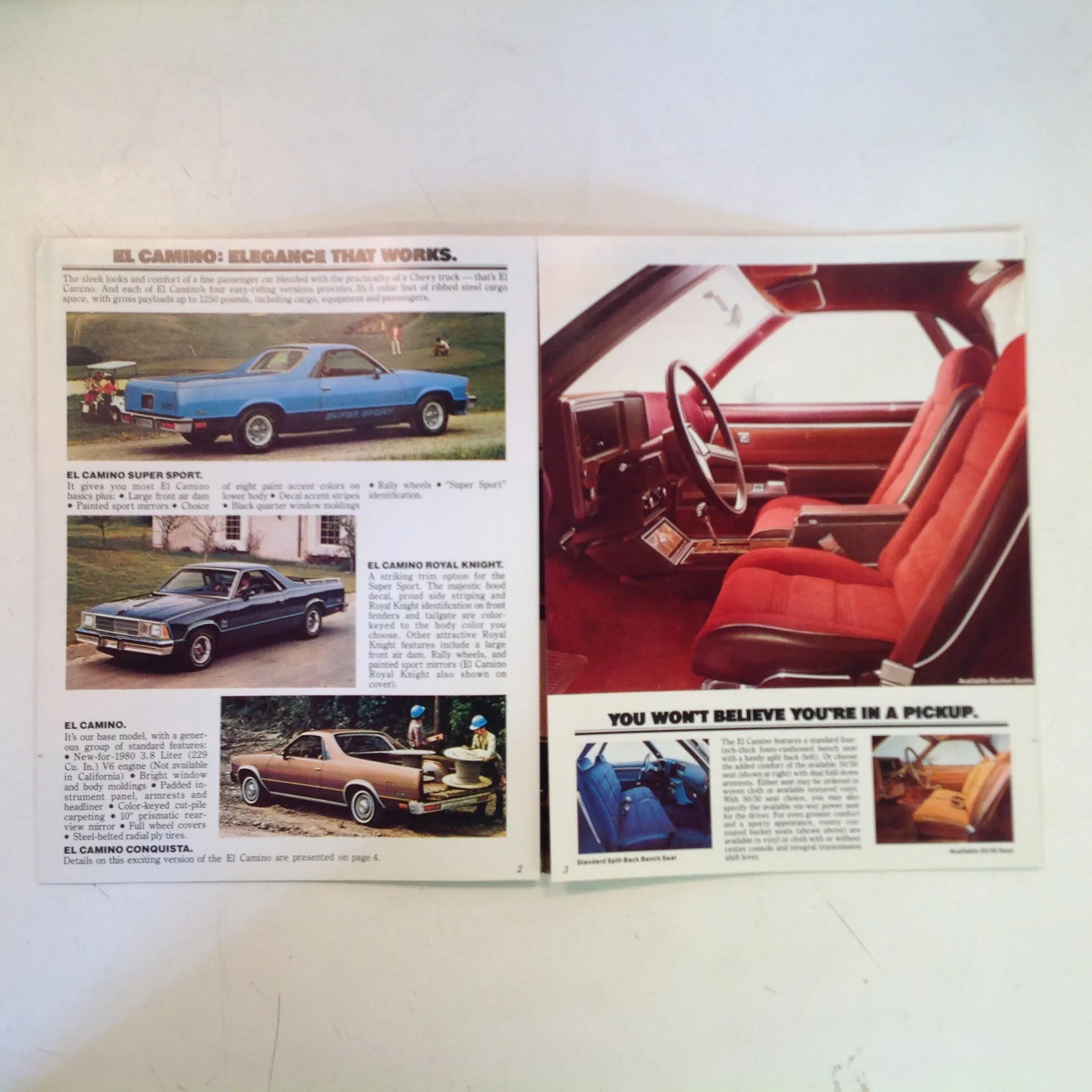 Vintage 1979 Chevrolet 1980 El Camino Informational Sales Brochure Chevy Trucks