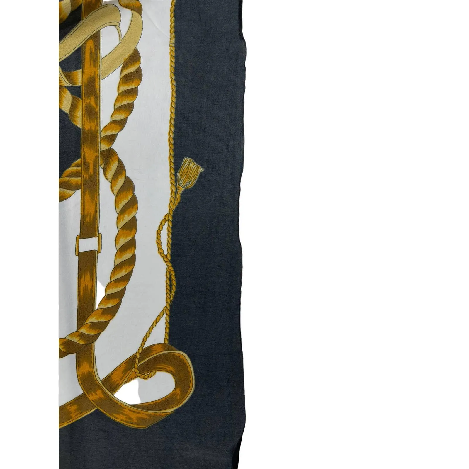 Vintage 90’s Hermes Silk Logo Scarf Jewelry Print Black