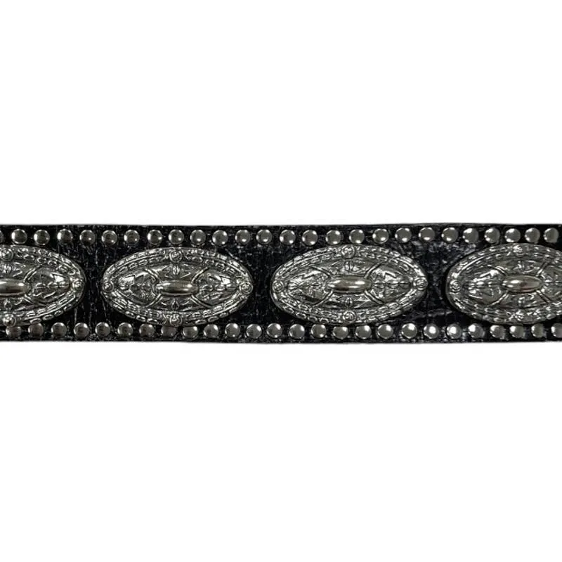 Vintage 90’s Saks Fifth Avenue Silver Medallion Leather Belt