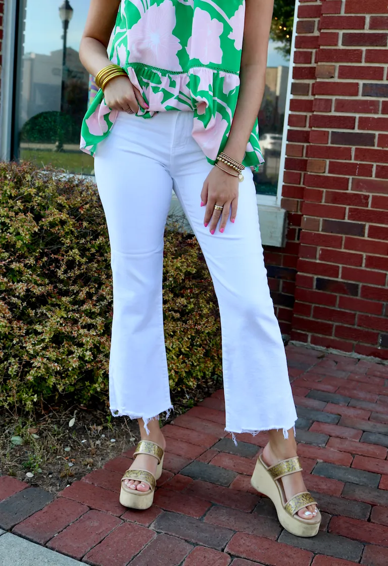 Vintage Cropped Flare | White