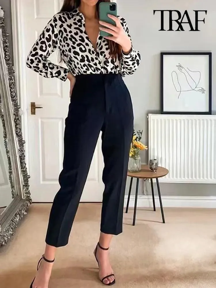 Vintage High Waist Zipper Pencil Pants: Classic Style Women's Trousers