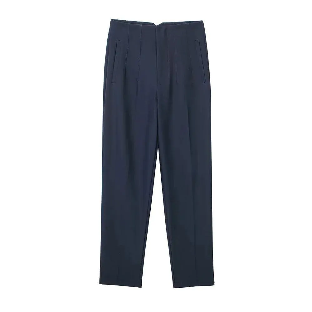 Vintage High Waist Zipper Pencil Pants: Classic Style Women's Trousers