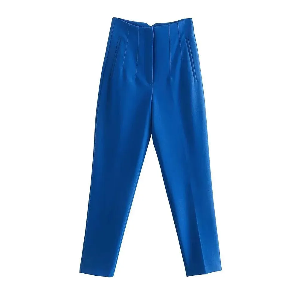 Vintage High Waist Zipper Pencil Pants: Classic Style Women's Trousers