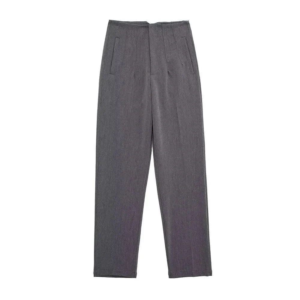 Vintage High Waist Zipper Pencil Pants: Classic Style Women's Trousers