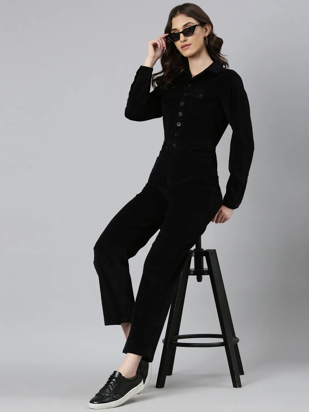 Women Black Solid Jumpsuit