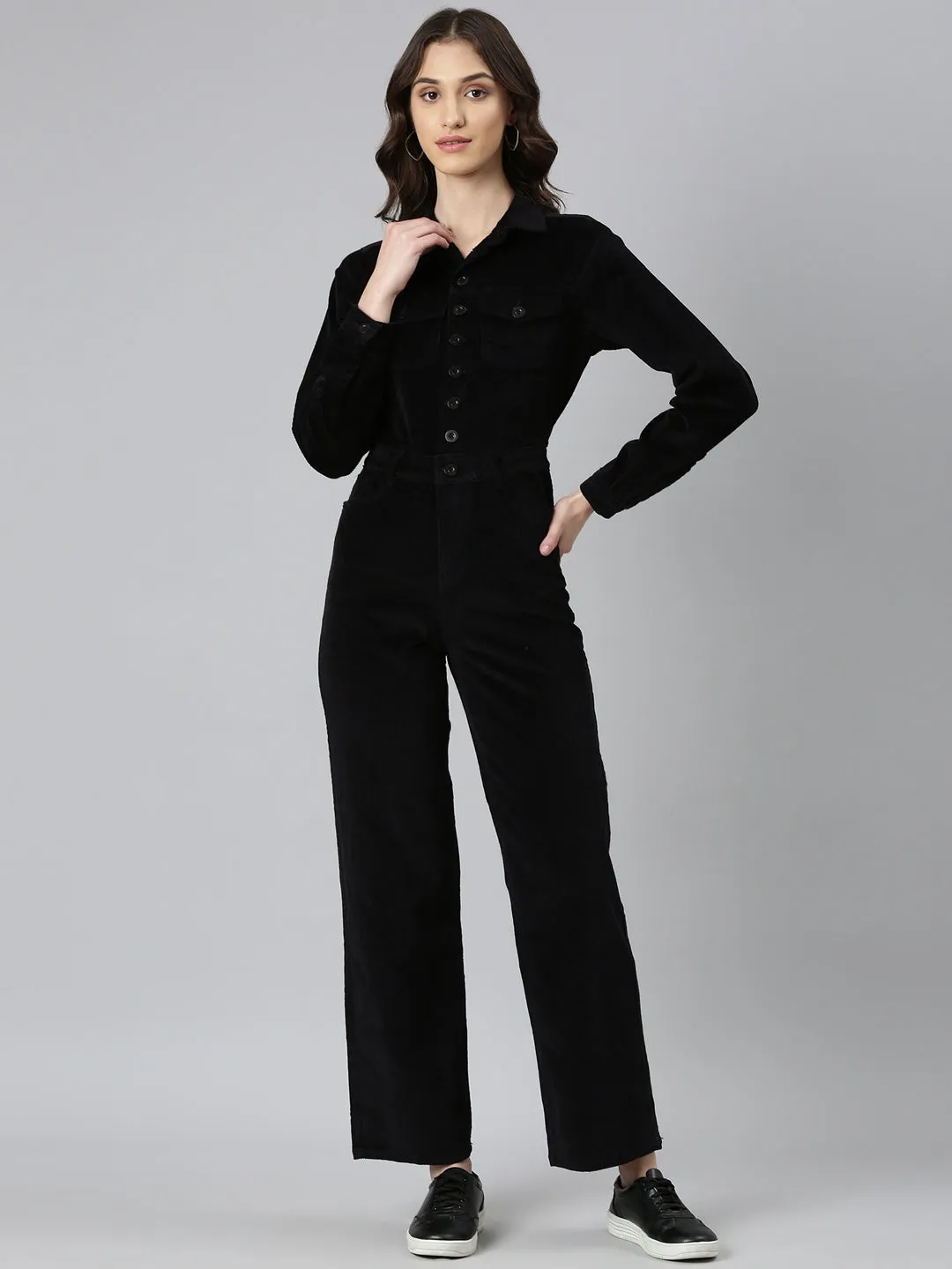 Women Black Solid Jumpsuit