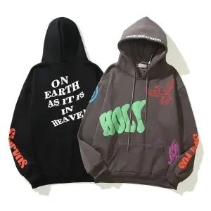 Women High Street Three-dimensional Foam Graffiti Printed Hoodie In Autumn And Winter